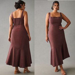 Anthropologie The Ariana Square-Neck Asymmetrical Ruffle-Hem Dress size 2X